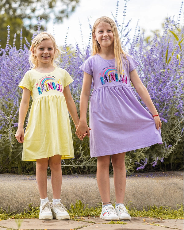 Girls Dress Purple Rainbow