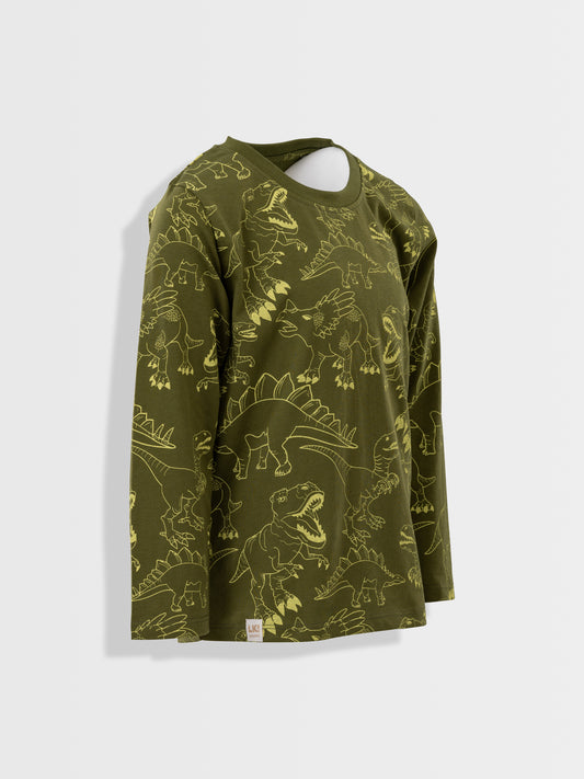 Organic T-shirt Dark Green Dino