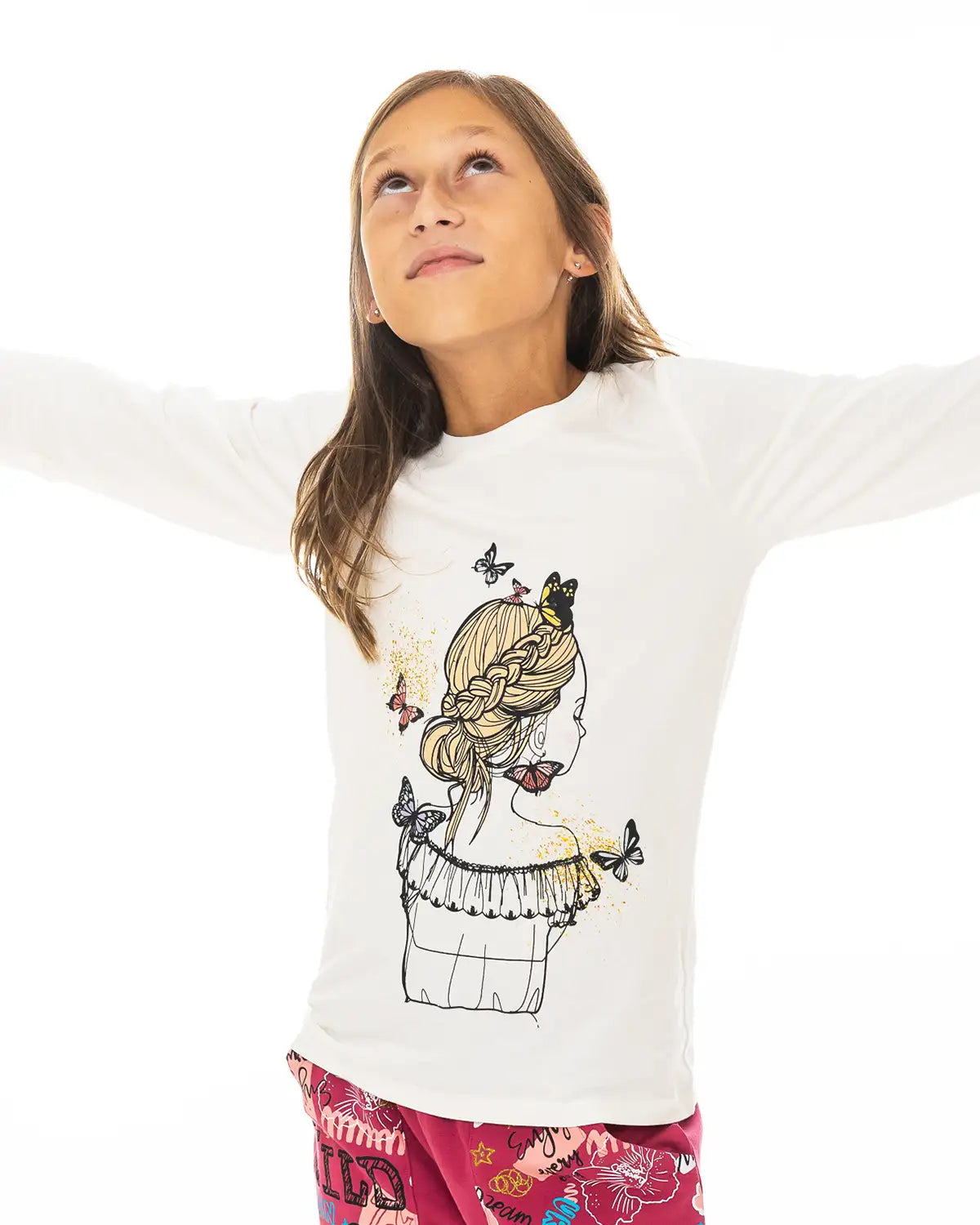 Girls Shirt Butterfly Lady