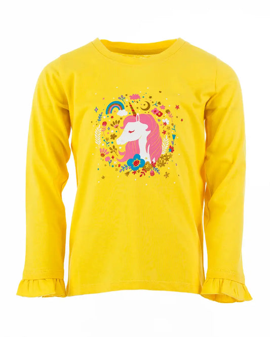 Girls Shirt Enchated Unicorn Yellow