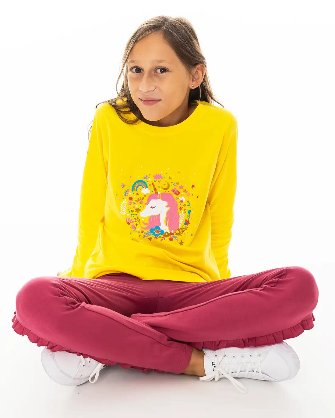 Girls Shirt Enchated Unicorn Yellow