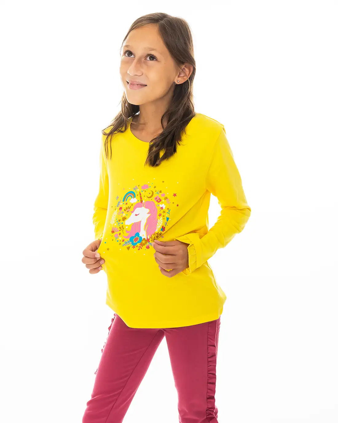 Girls Shirt Enchated Unicorn Yellow