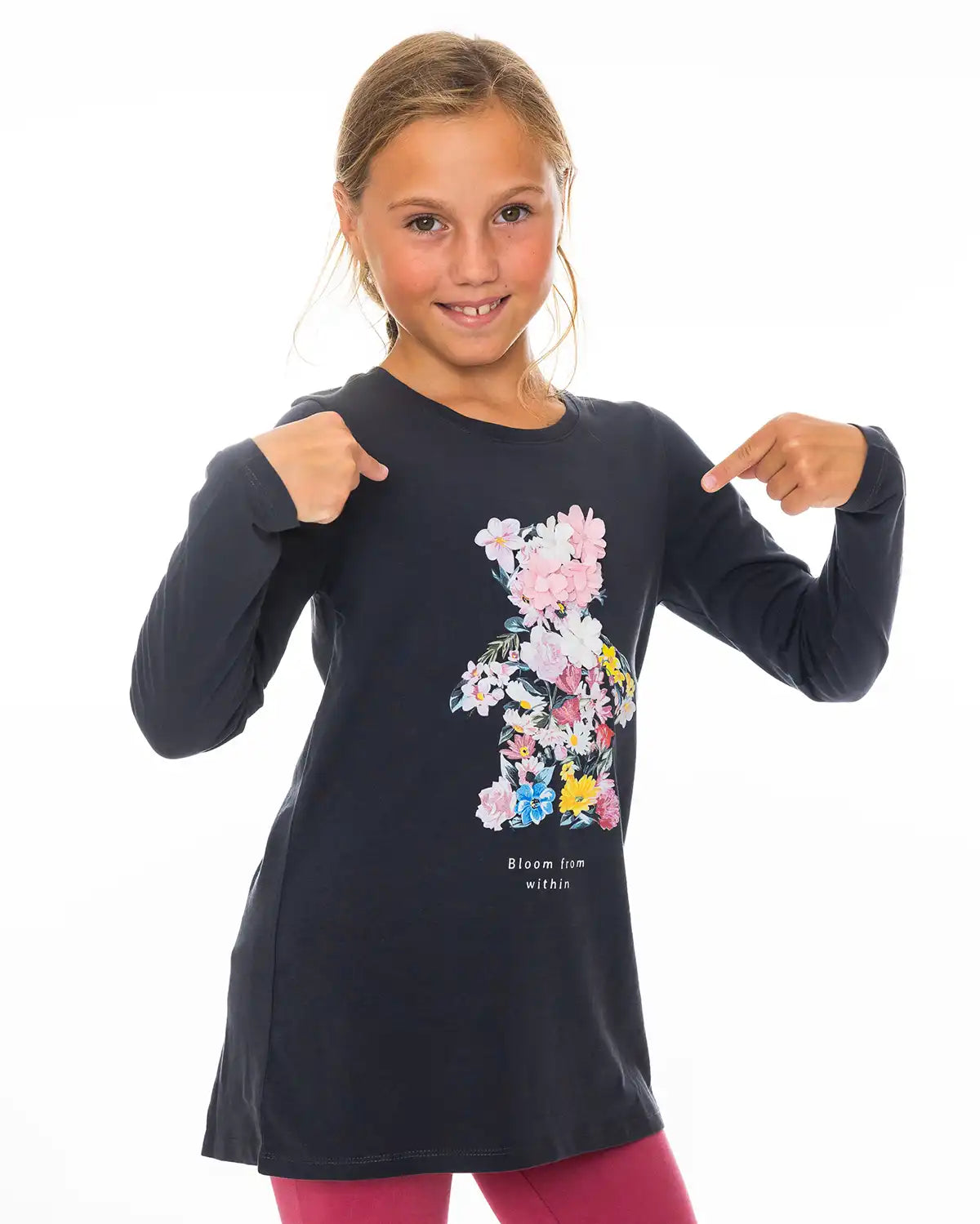 Girls Tunic Antracite Teddybear