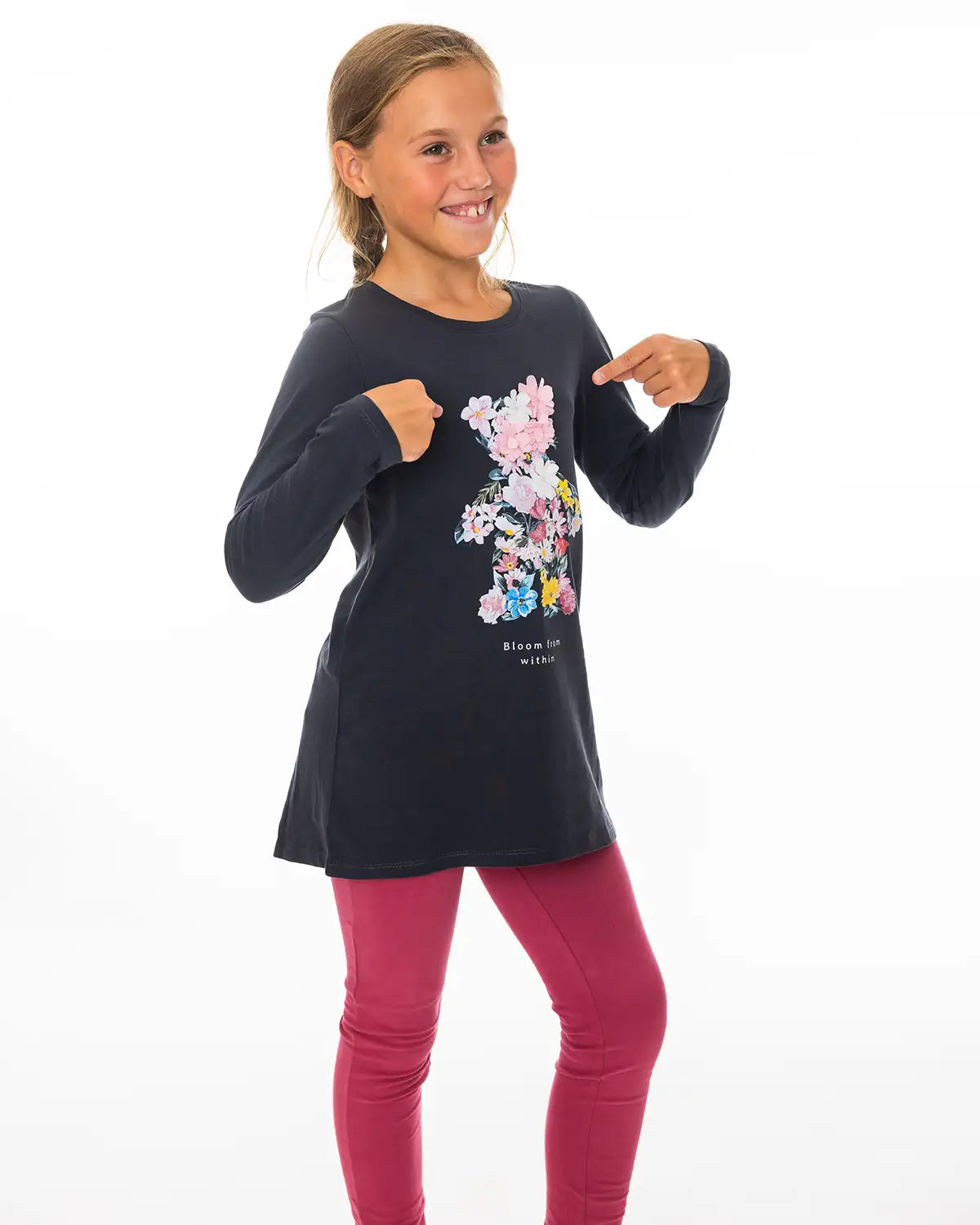 Girls Tunic Antracite Teddybear