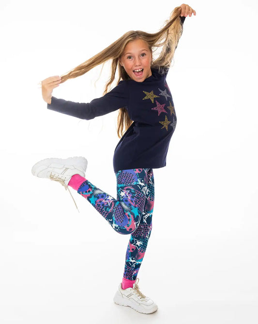 Girls Tunic Violet Blue Stars