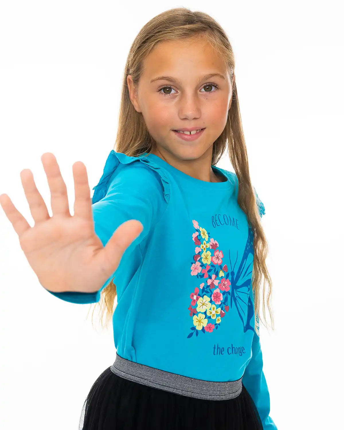 Girls Tunic Turqoise Butterfly
