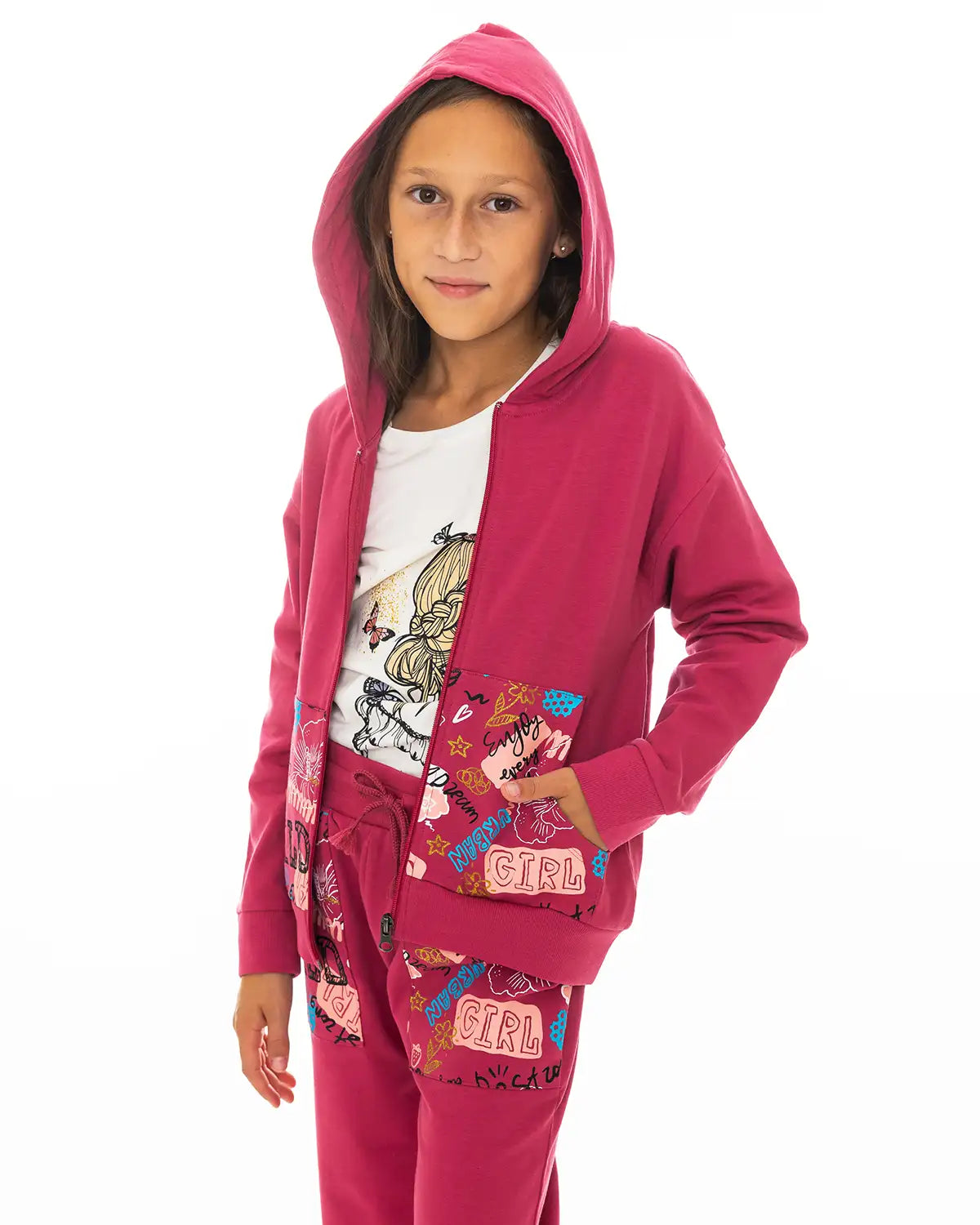 Girls Zipper Hoodie Wild