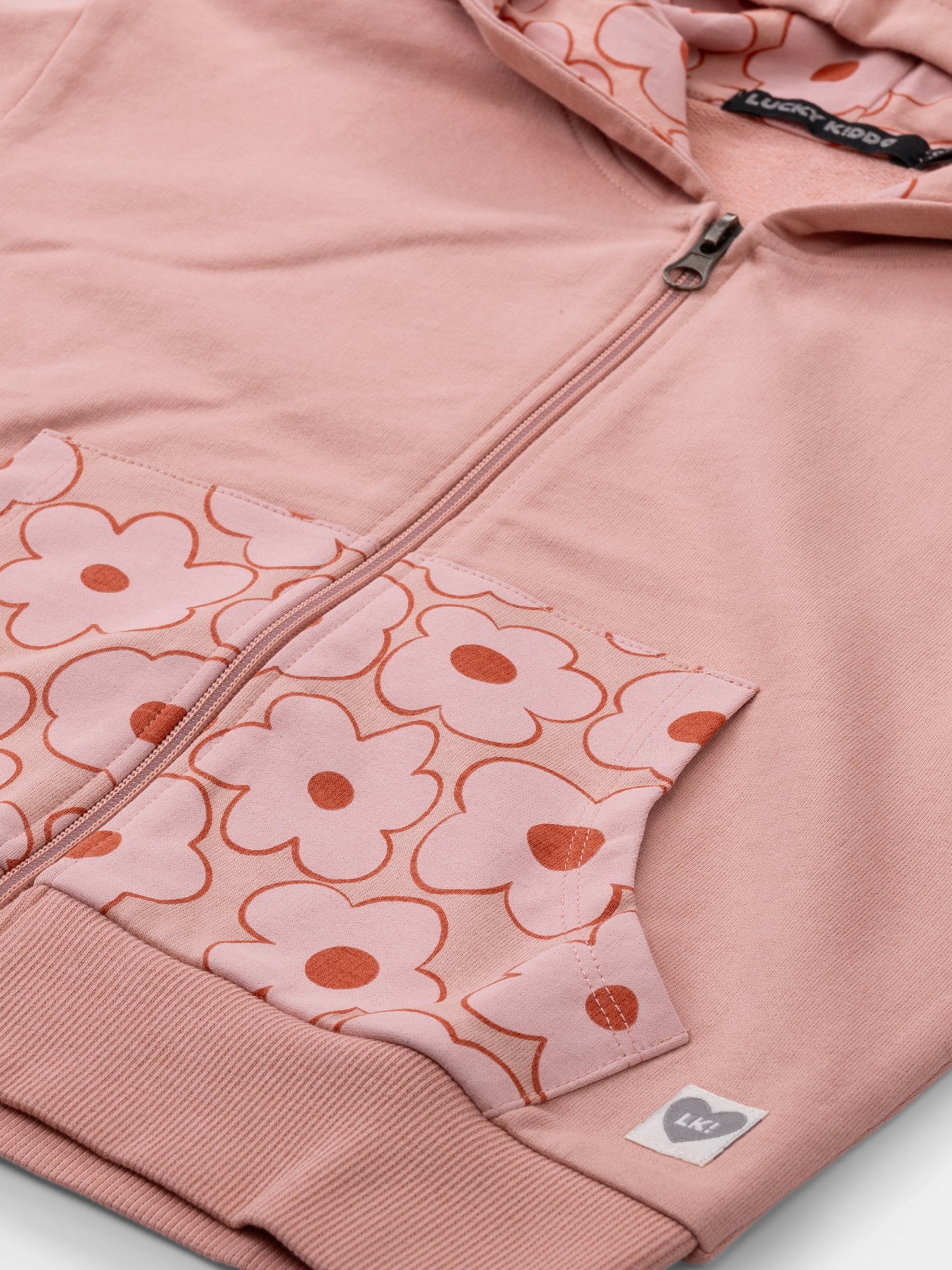 Zipper Hoodie Peach Flowers