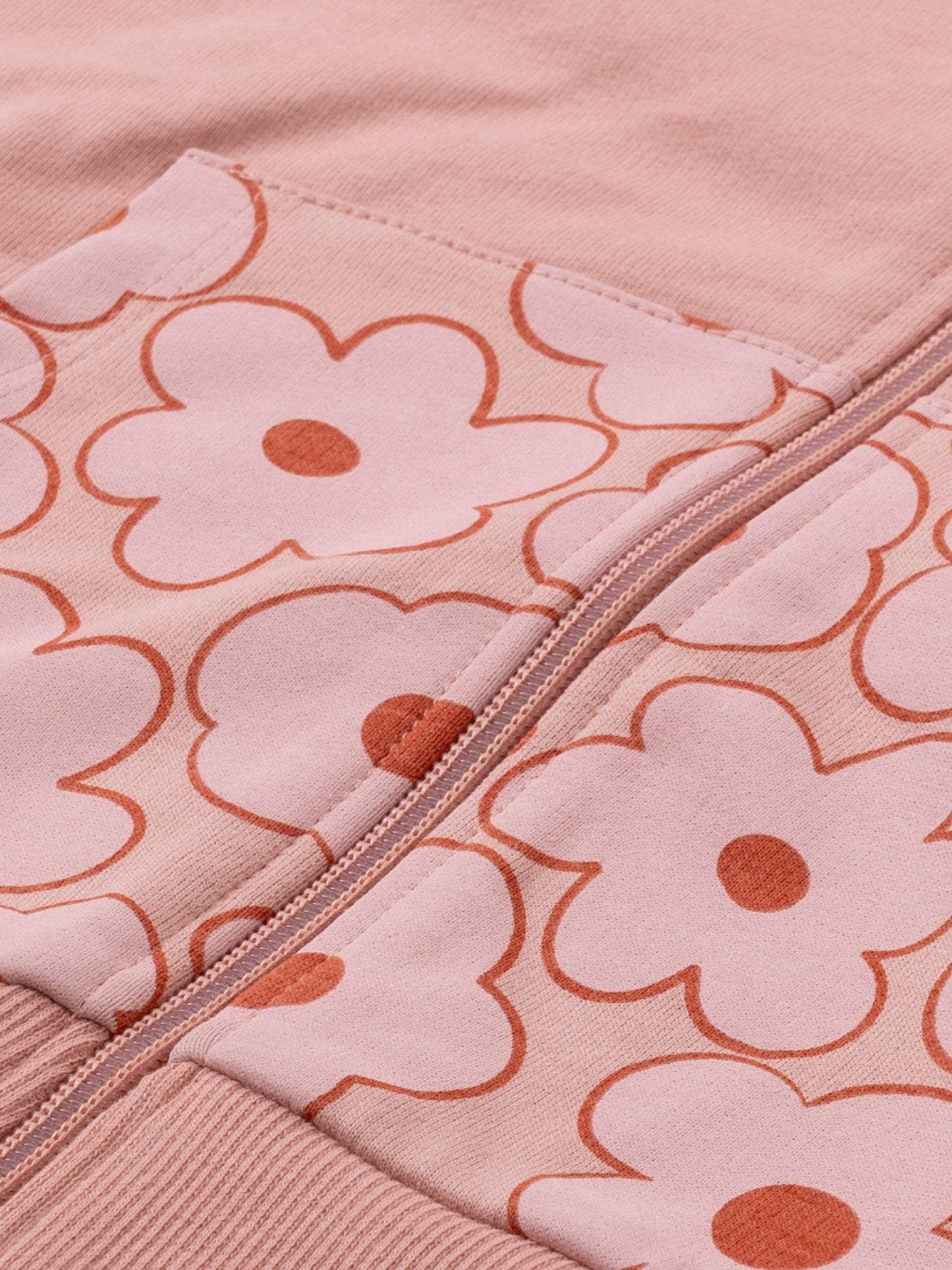 Zipper Hoodie Peach Flowers
