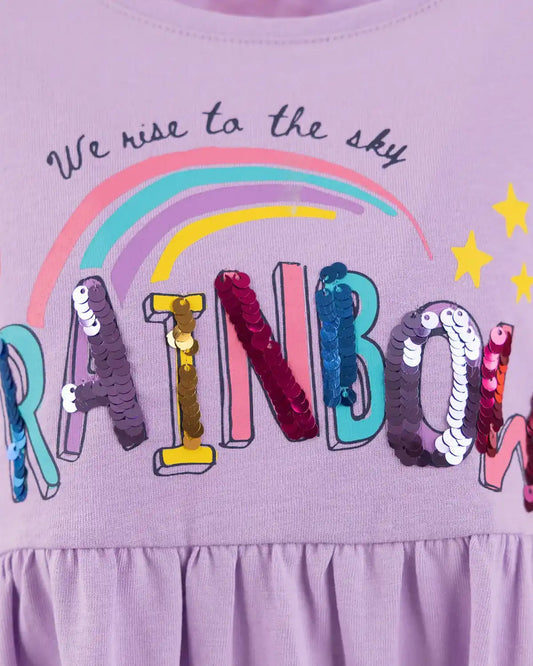 Girls Dress Purple Rainbow
