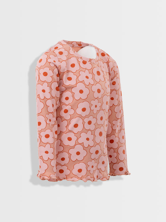 T-shirt Peach Beige Flowers