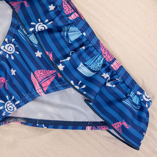 Girls Swimsuit Set Sailboats
