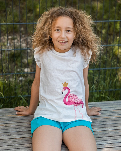 Girls T-shirt White Flamingo