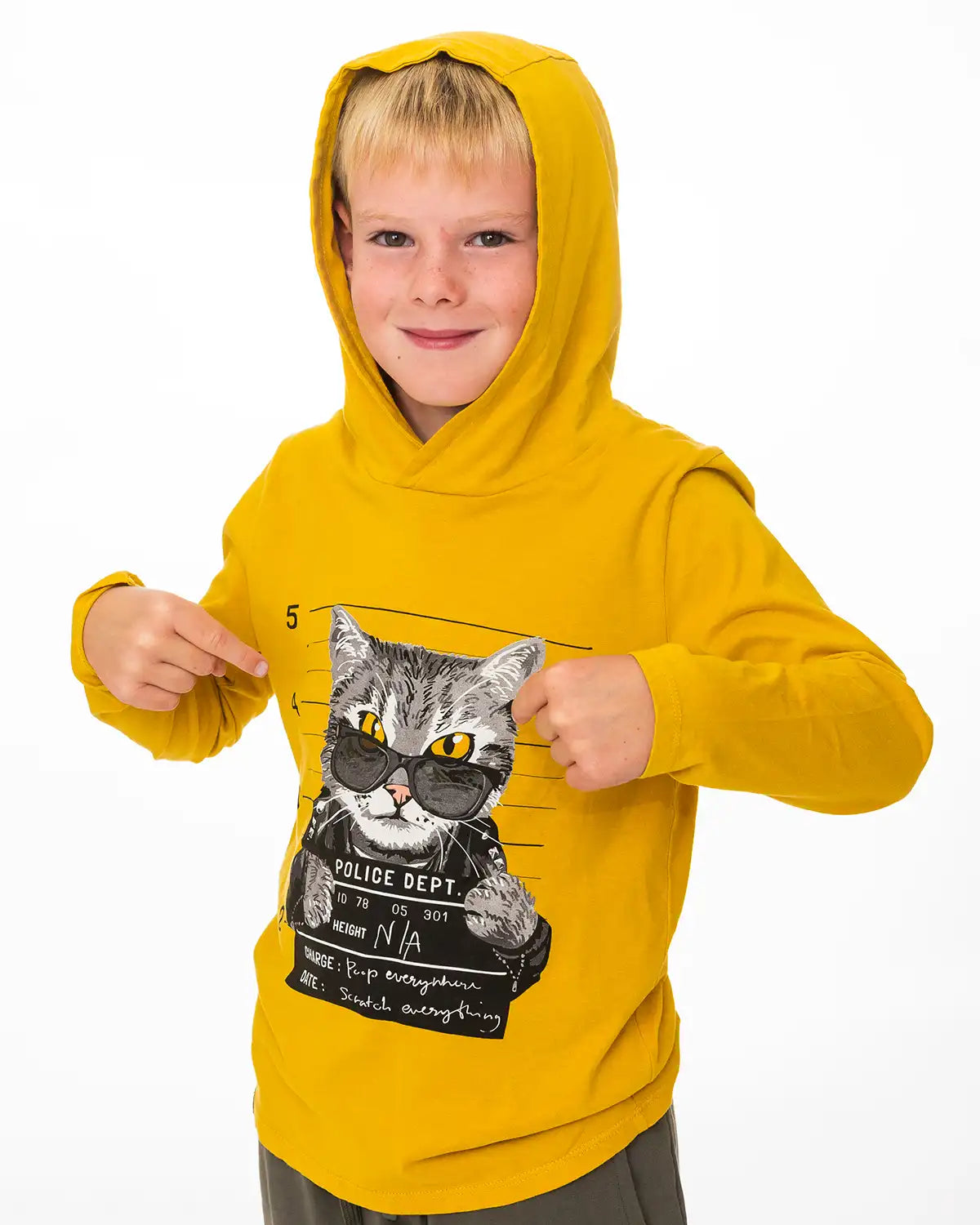 Boys Hoodie T-shirt Bad Cat