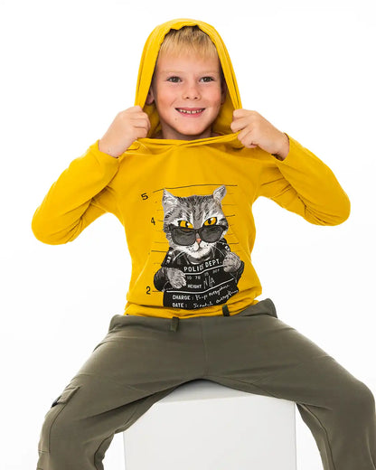 Boys Hoodie T-shirt Bad Cat