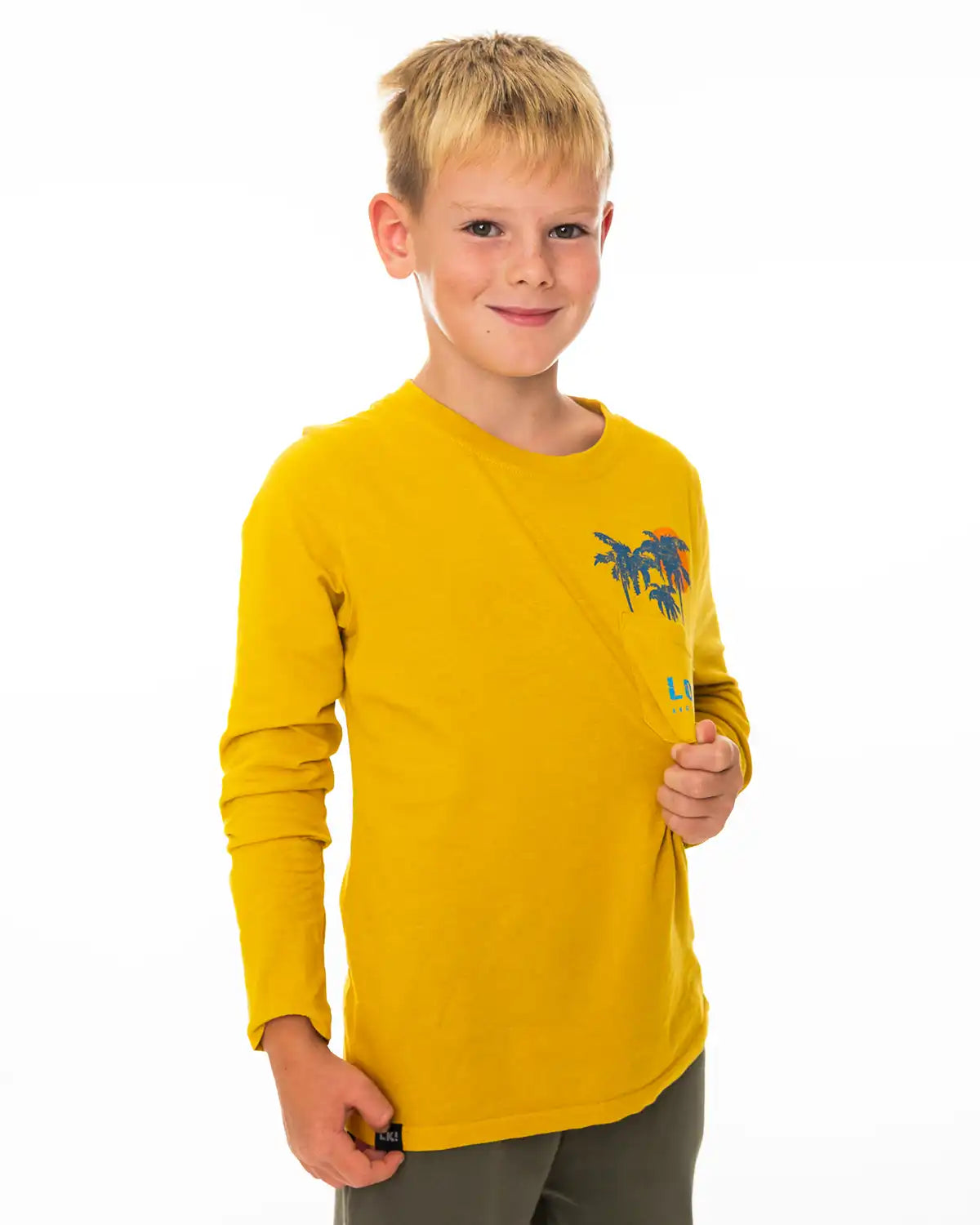 Boys Shirt Yellow Palm