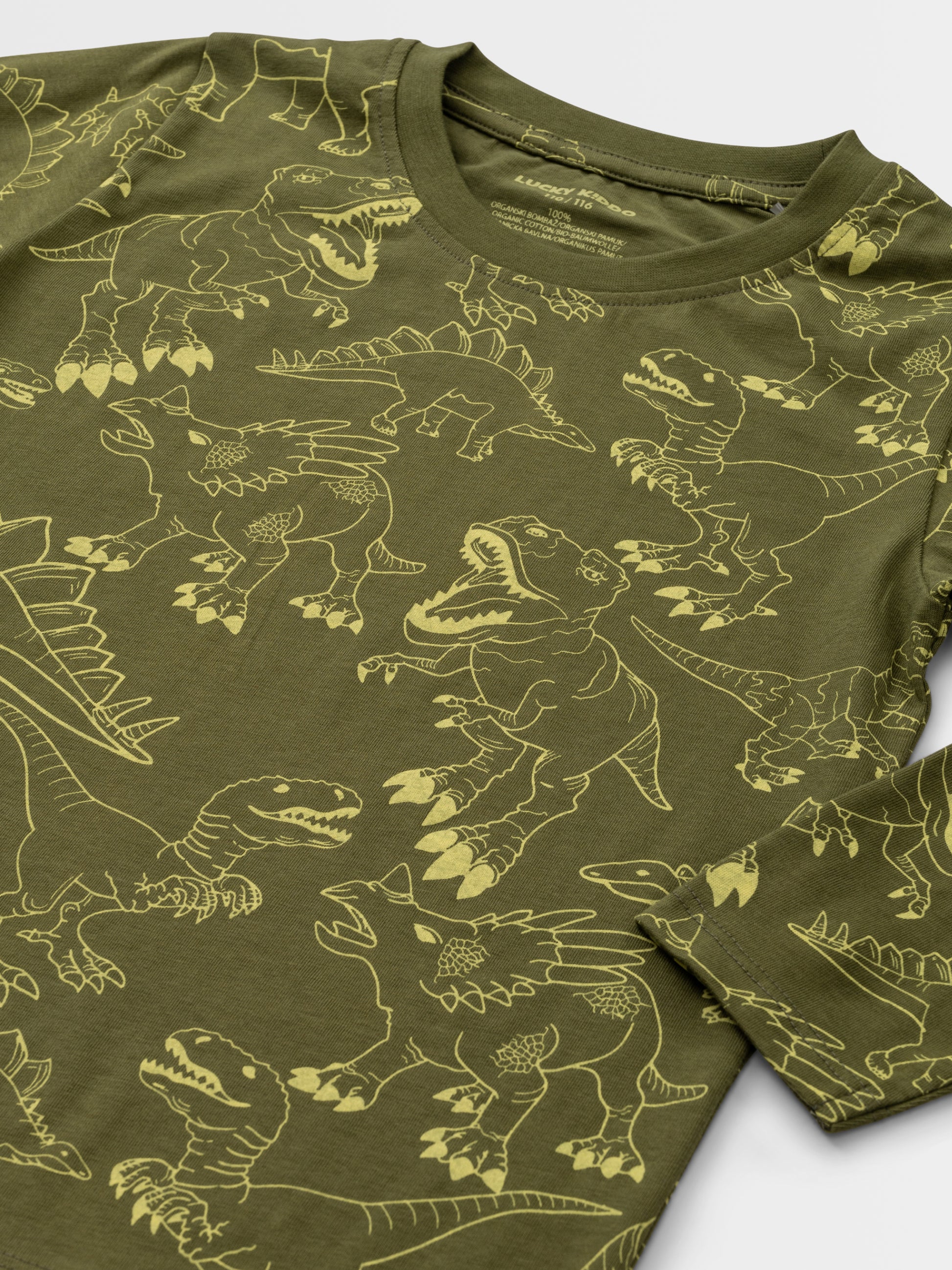 Organic T-shirt Dark Green Dino