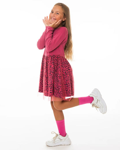 Girls Dress Pink Leopard