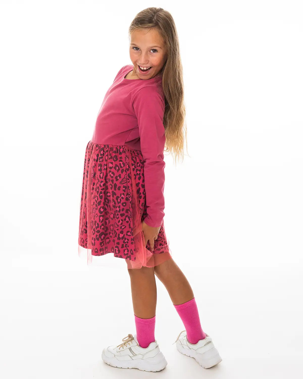 Girls Dress Pink Leopard