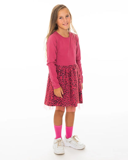 Girls Dress Pink Leopard