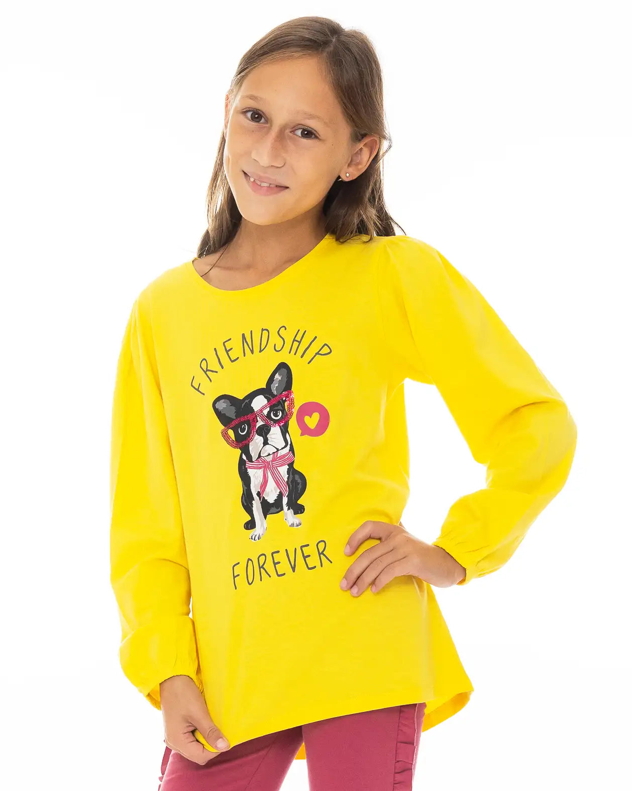 Girls Shirt Doggy Friendship