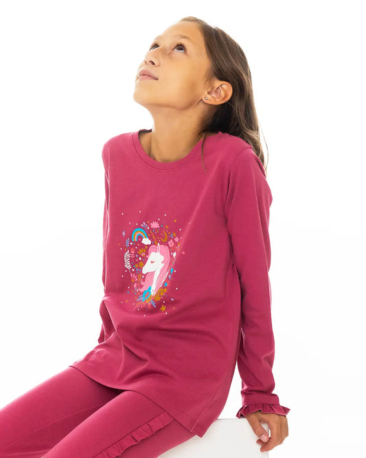 Girls Shirt Enchated Unicorn Pink