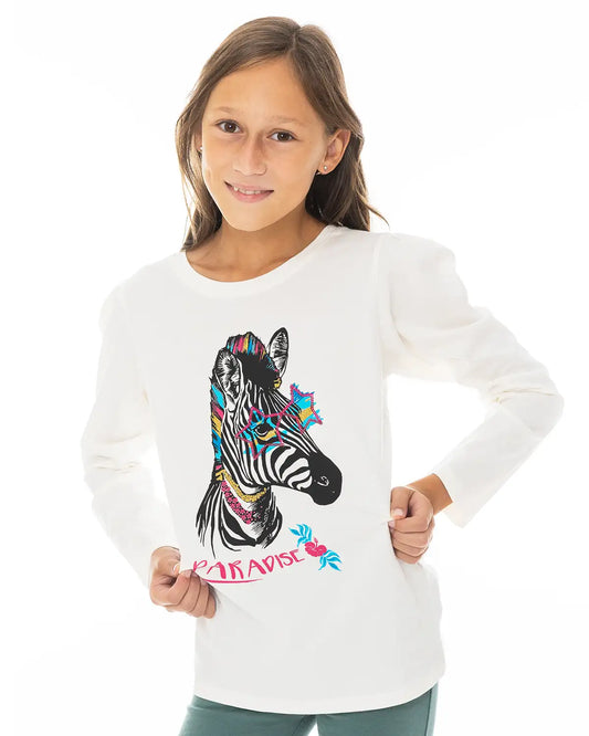 Girls Shirt Zebra Paradise