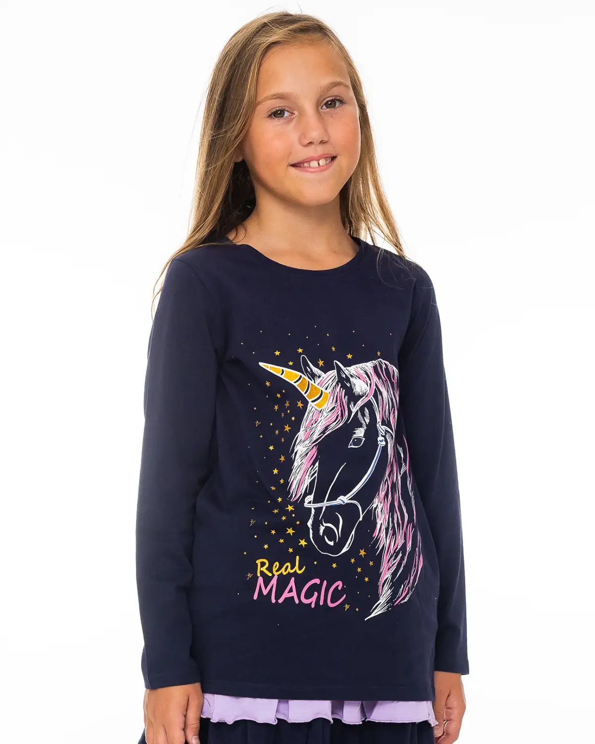 Girls Tunic Violet Blue Unicorn