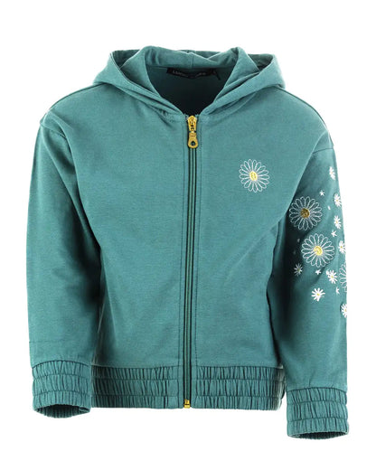 Girls Zipper Hoodie Daisies