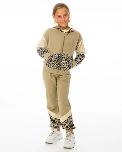 Girls Zipper Hoodie Leopard