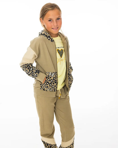 Girls Zipper Hoodie Leopard