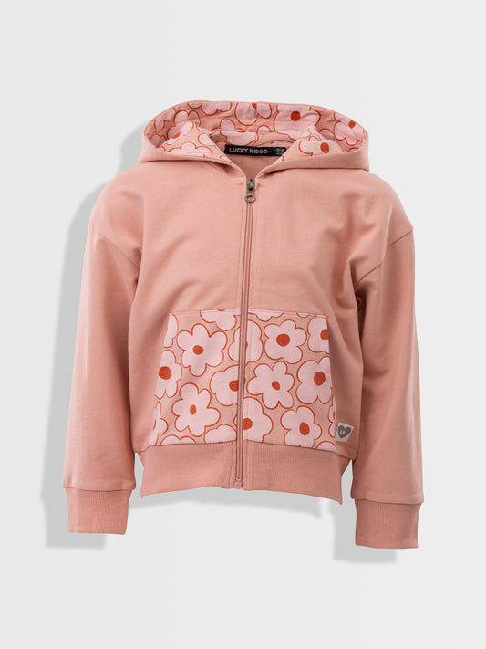 Zipper Hoodie Peach Flowers