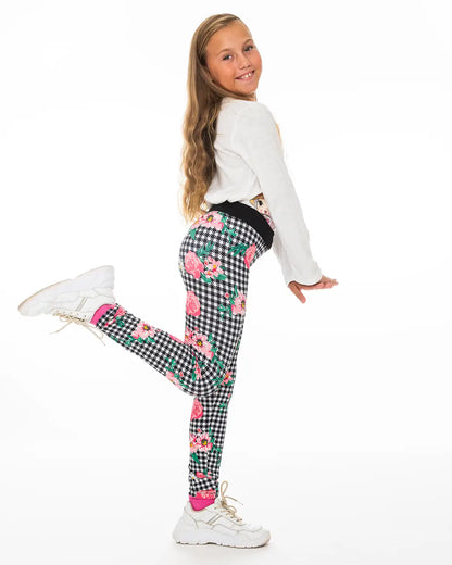 Girl Leggings Pepita Flowers