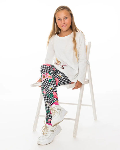 Girl Leggings Pepita Flowers