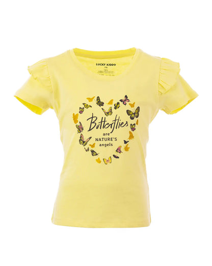 Girls T-shirt Yellow Butterflies