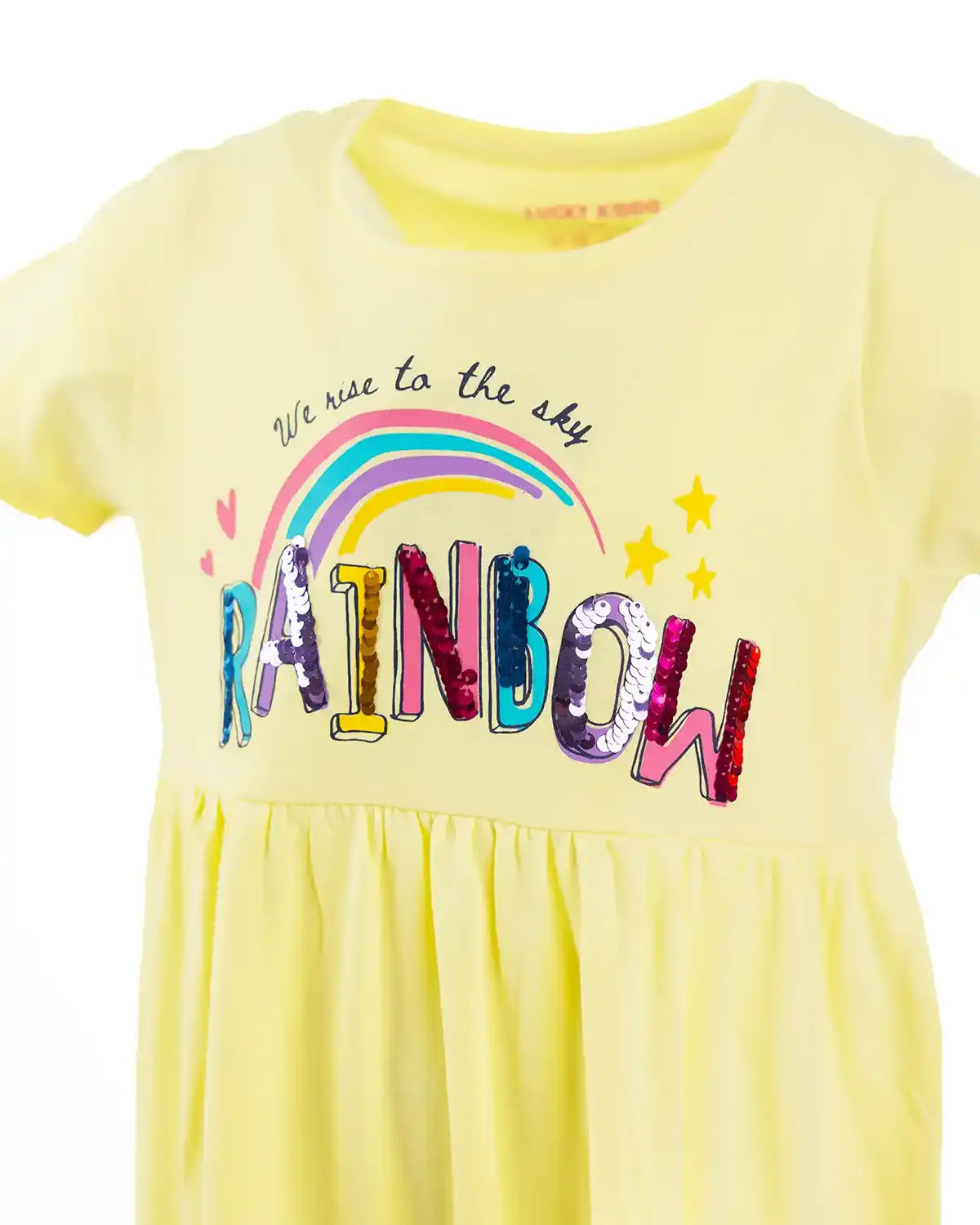 Girls Dress Yellow Rainbow