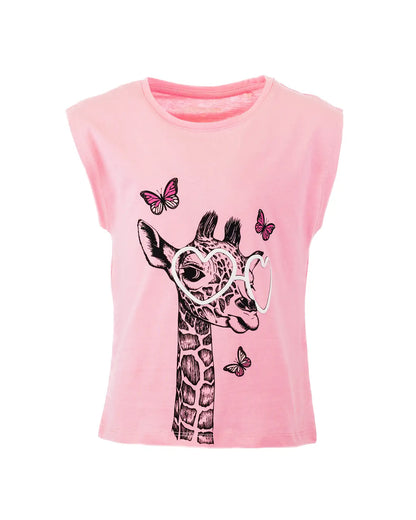 Girls T-shirt Pink Giraffe