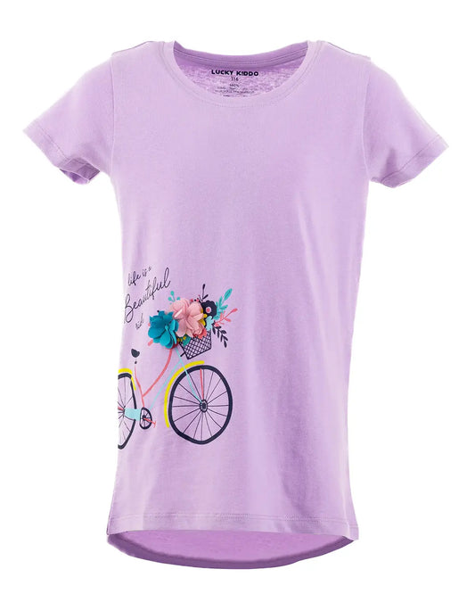Girls T-shirt Purple Bike