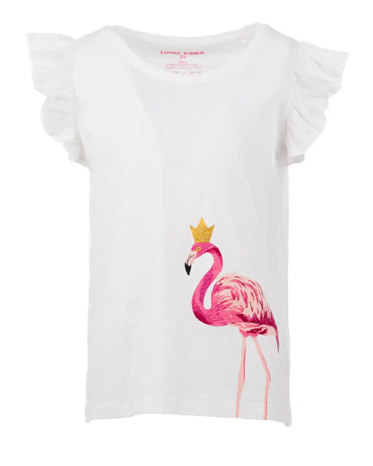 Girls T-shirt White Flamingo