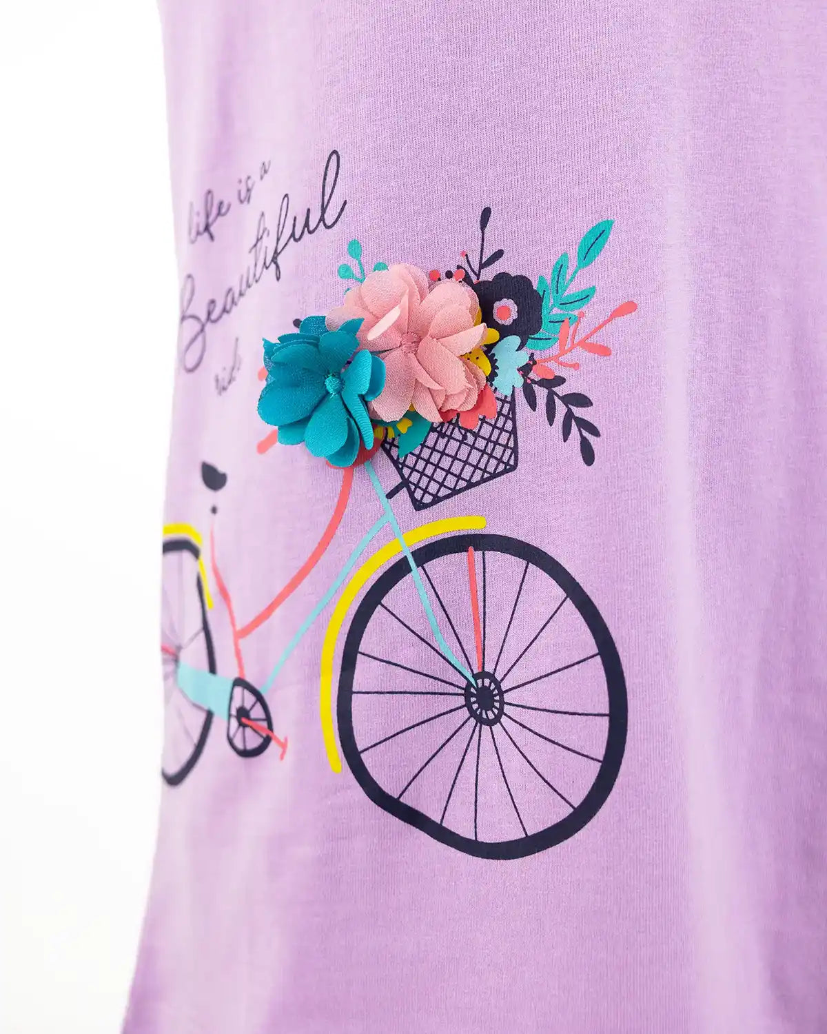 Girls T-shirt Purple Bike