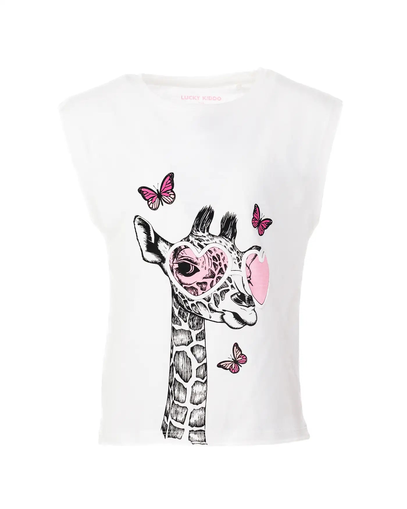 Girls T-shirt White Giraffe