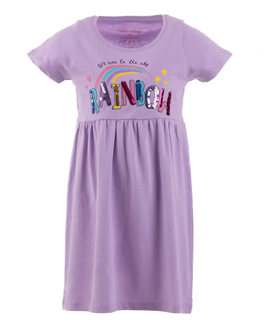 Girls Dress Purple Rainbow