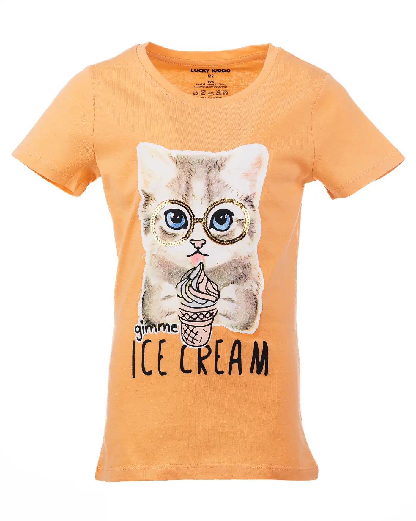 Girls T-shirt Yellow Cat