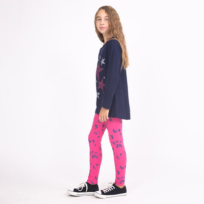 Girls Leggings Pink Butterflies