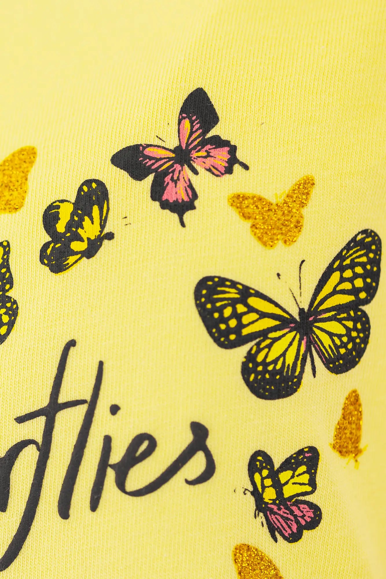 Girls T-shirt Yellow Butterflies