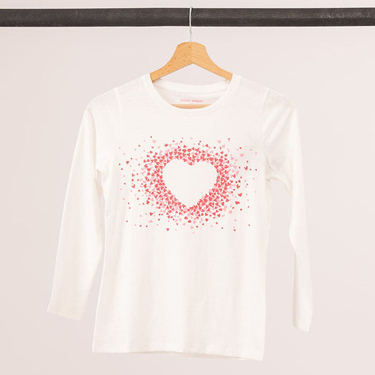 Girls Shirt White Heart