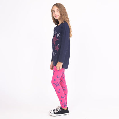 Girls Leggings Pink Butterflies